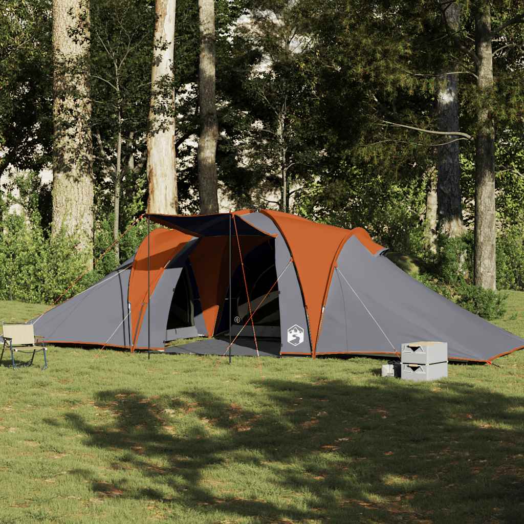 Dome Family Tent for 6 Persons Grey and Orange Waterproof