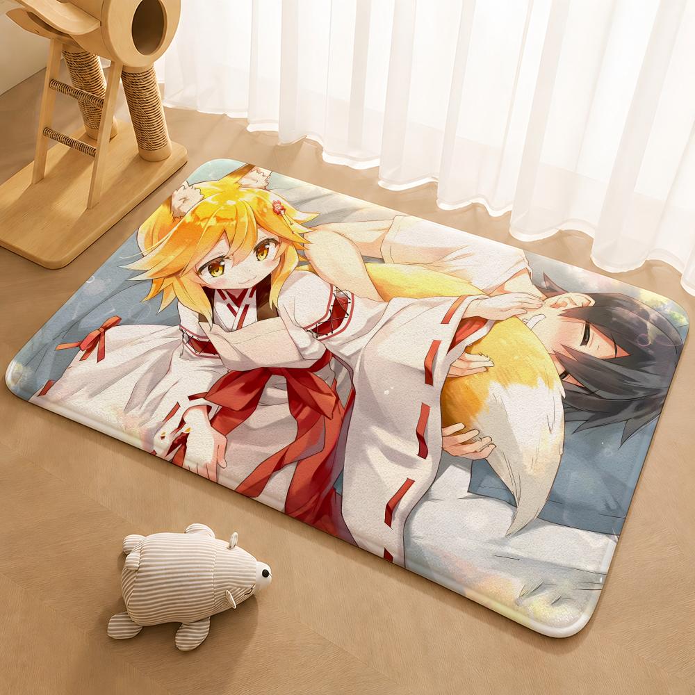 The Helpful Fox Senko San Cartoon Floor Mat Floor Mat Soft Flannel Non-Slip Door  Rug for Living Room