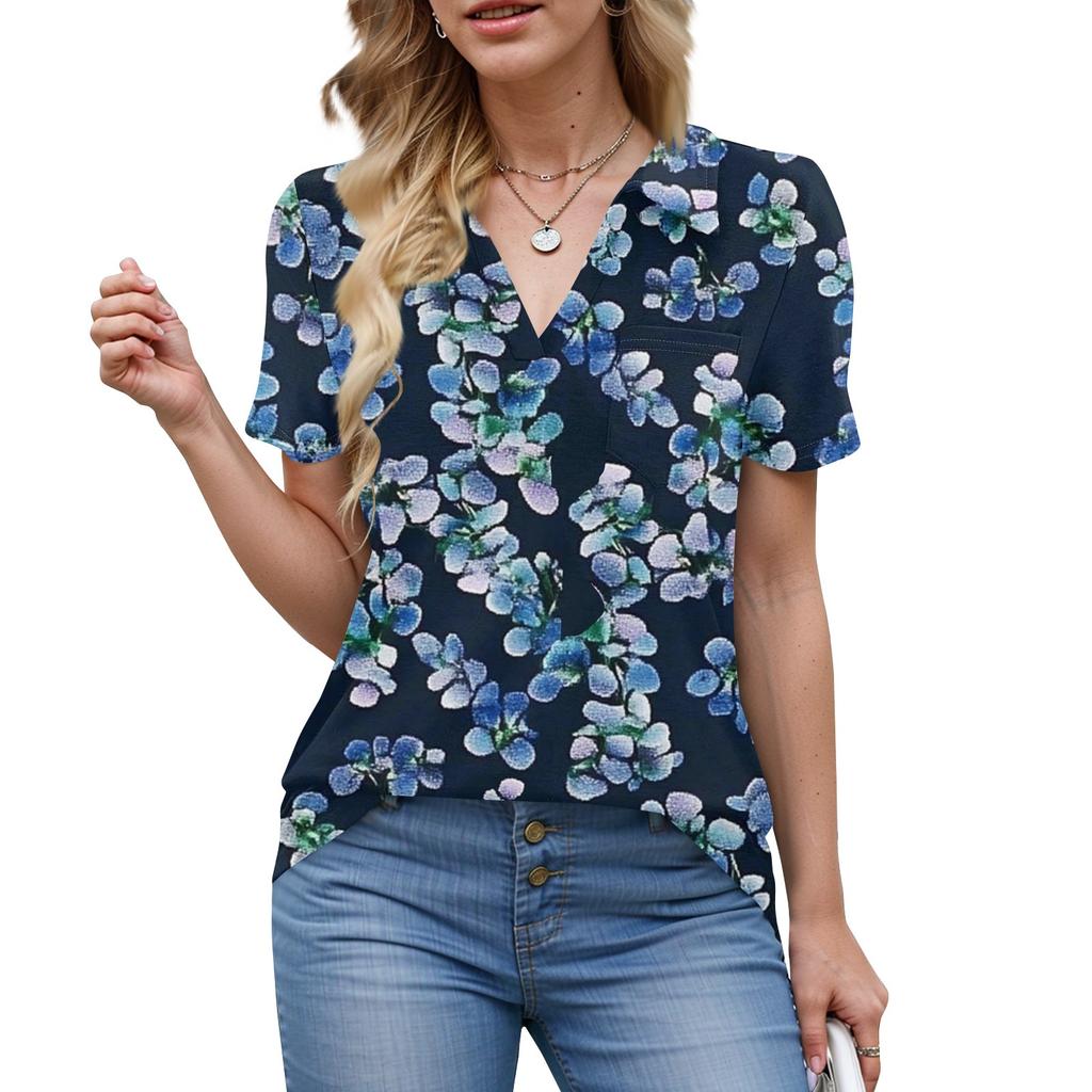 Женские рубашки, летние деловые повседневные рабочие топы с коротким рукавом, застегивающиеся на пуговицы, воротник, V-образный вырез, блузка, футболка