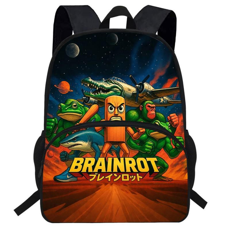 Kids Backpack With Cartoon Print Lightweight School Bag Elementary Students Breathable Oxford Fabric Anti-Strain Ergonomic