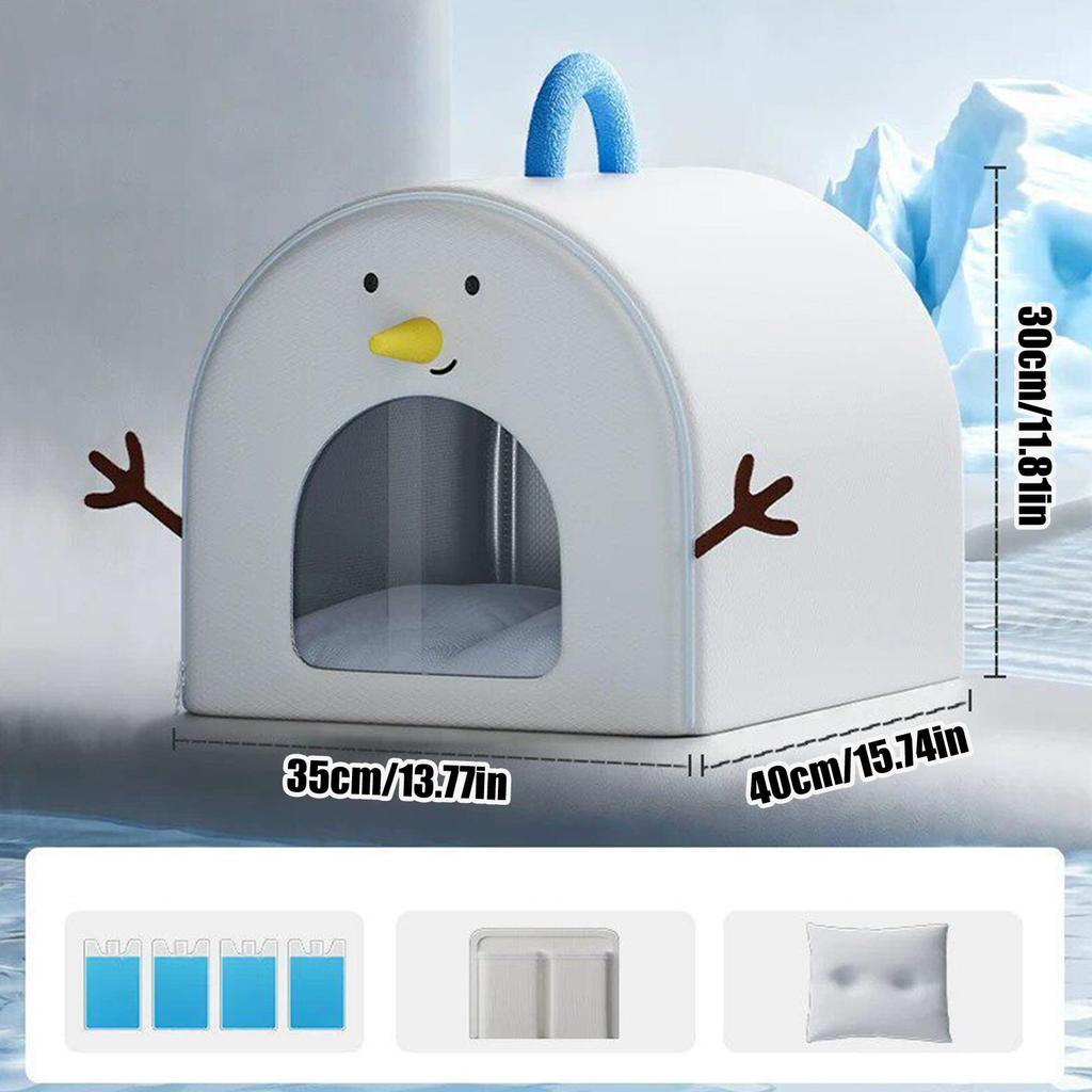 Cooling Cat House for Summer with 4 Ice Packs Insulated Breathable Waterproof Cat Cave Shelter Bed for Hot Summer Day Kittens