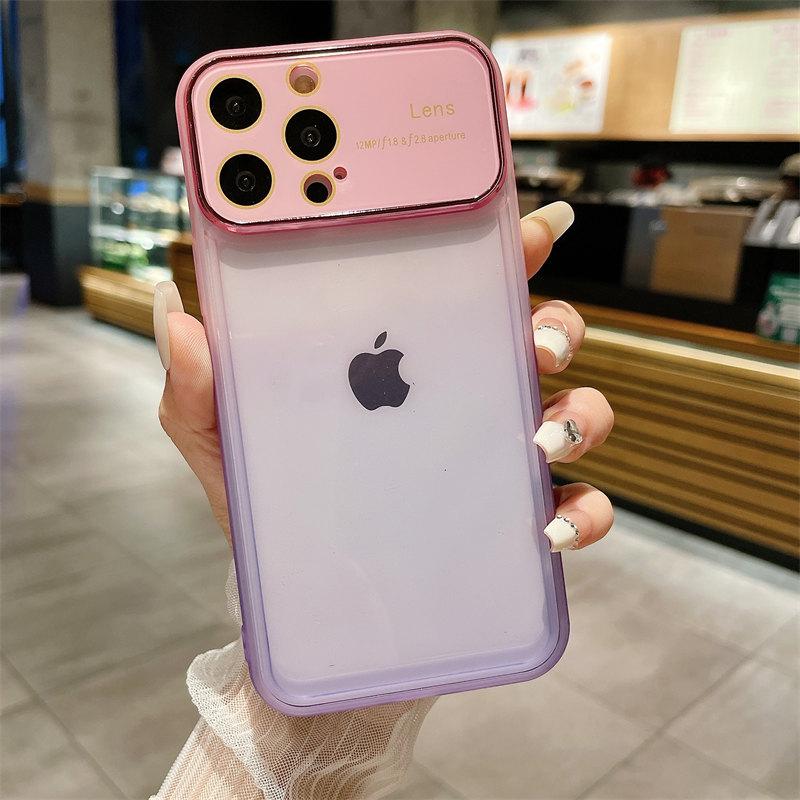 Роскошный градиентный чехол для больших оконных линз из ТПУ для iPhone 14 13 12 11 Pro Max, комплексные чехлы для защиты от падения