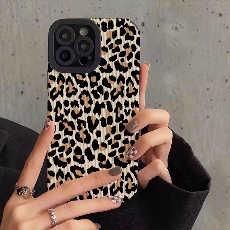 Модный Креативный Чехол из Силиконовой Кожи с Рисунком Леопарда и Коровы Для iPhone 15 14 Plus 16 17 Pro Max Air 11 12 13 Mini Мягкий Ударопрочный Чехол