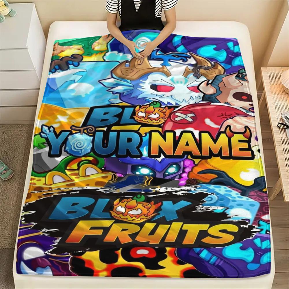 1PC Bloody Fruits Adventure Custom Name Patterned Flannel Blanket Suitable For All Seasons For Home Decor Warmth And Comfort Gifts Holiday Present