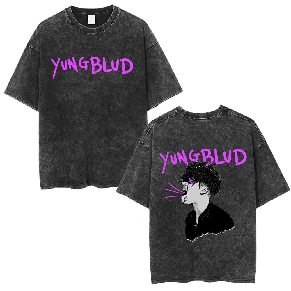 Washed Vintage Rock Singer Yungblud Tour Tshirt Men Women Retro Fashion T Shirt Male Casual Oversized Tshirts Streetwear