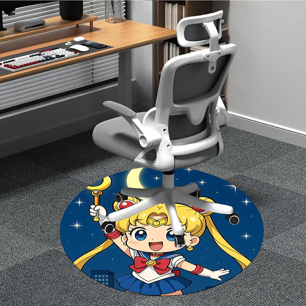 1pc Sailor Moon Office Round Area Rug, Indoor Mat Suitable For Office, Under Office Chairs Bedroom Living Room Home Decor, Room Deco171