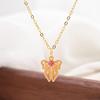 Серебряное ожерелье S925 с китайской бабочкой и символом Фу, с инкрустацией драгоценными камнями и жемчугом