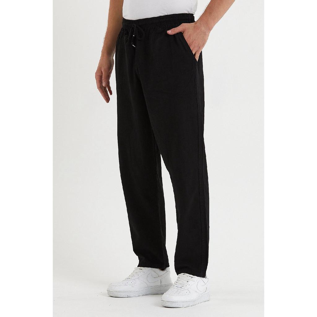 Черные мужские льняные брюки 1480