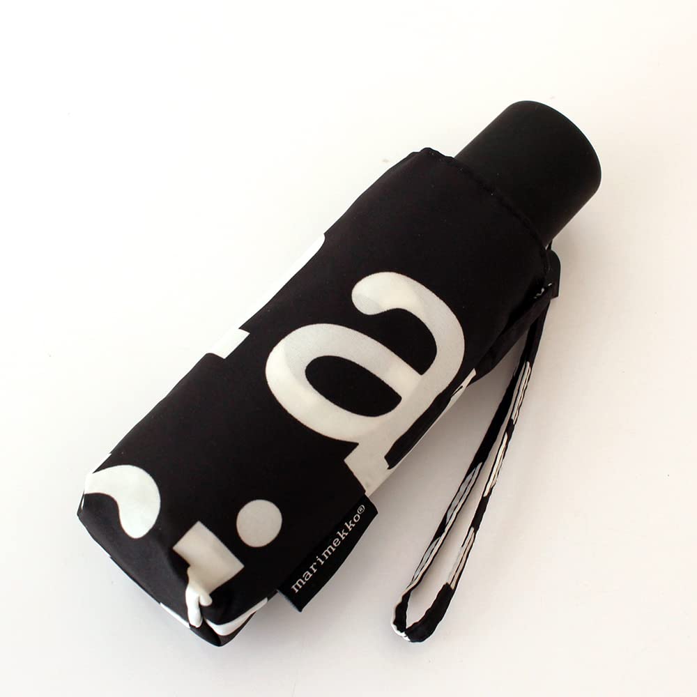 Marimekko Мини Ручной Складной Зонт Marilogo для Женщин, 52_1_52209248859, Черный/Белый