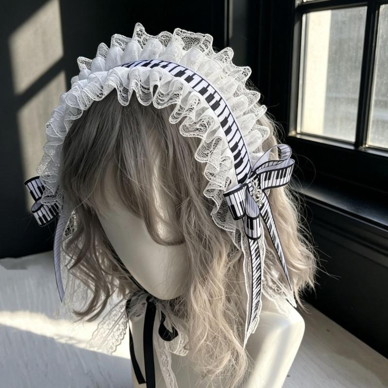 Модные повязки на голову Лолиты Мягкие Прочные Кружевные банты Лолиты Повязка на волосы с нотами для Костюмированного мероприятия
