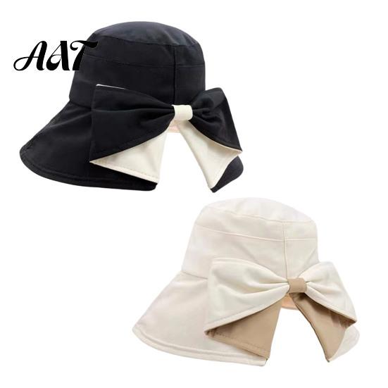 Foldable Sun Hat for Travel 2 Pcs Women's Bowknot Bucket Hat, UV Protection Wide Stylish Brim Beach, Hiking, Camping, Outdoor Women
