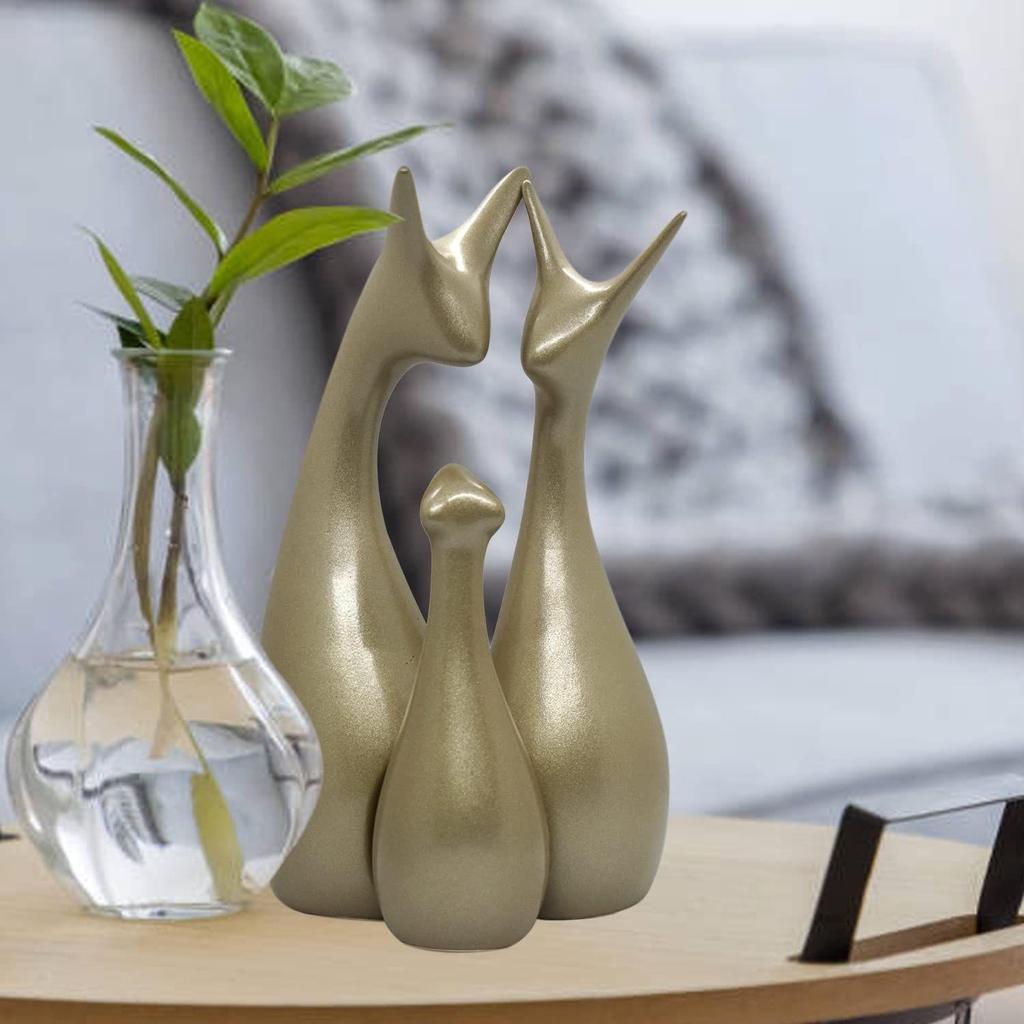 Metallic Laurel Green Home Decor Lucky Deer Family Figurine (Set of 3, Laurel Green)