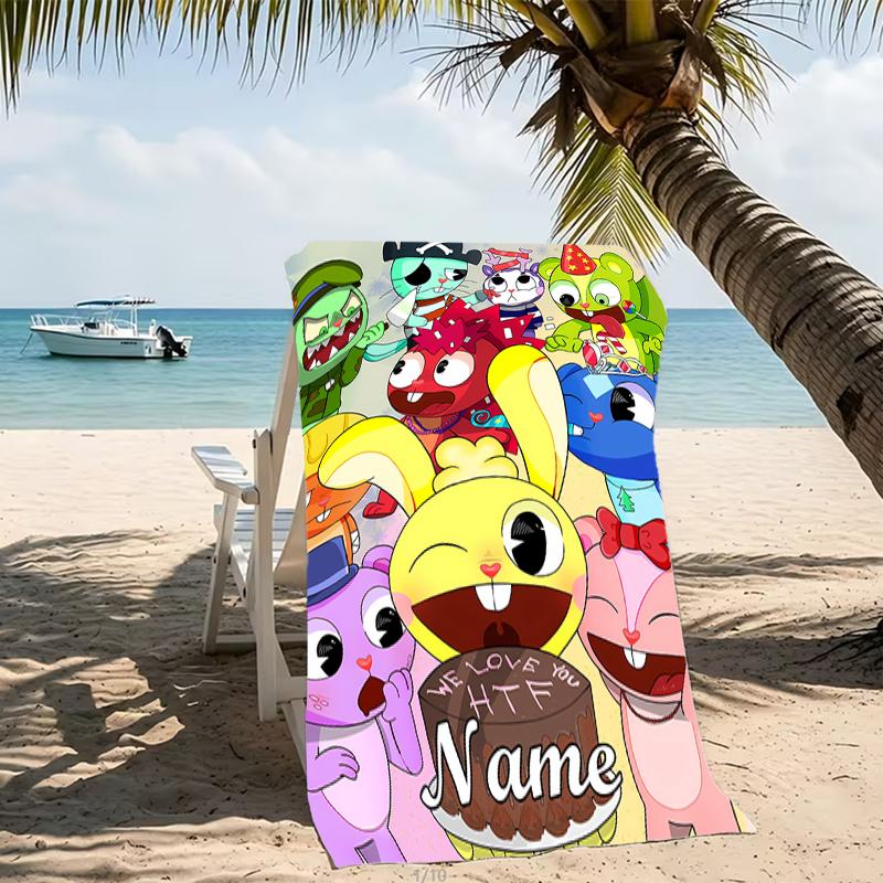 Customizable personalized beach towels Happy Tree Friends themed designs.Suitable for the beach, yoga, sports;ideal as beach accessories