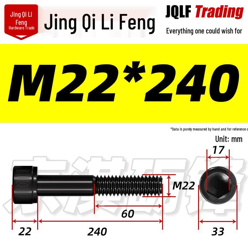 M20-M27 High Strength Blackened Hex Socket Head Cap Screw with Knurled Cylindrical Half Thread