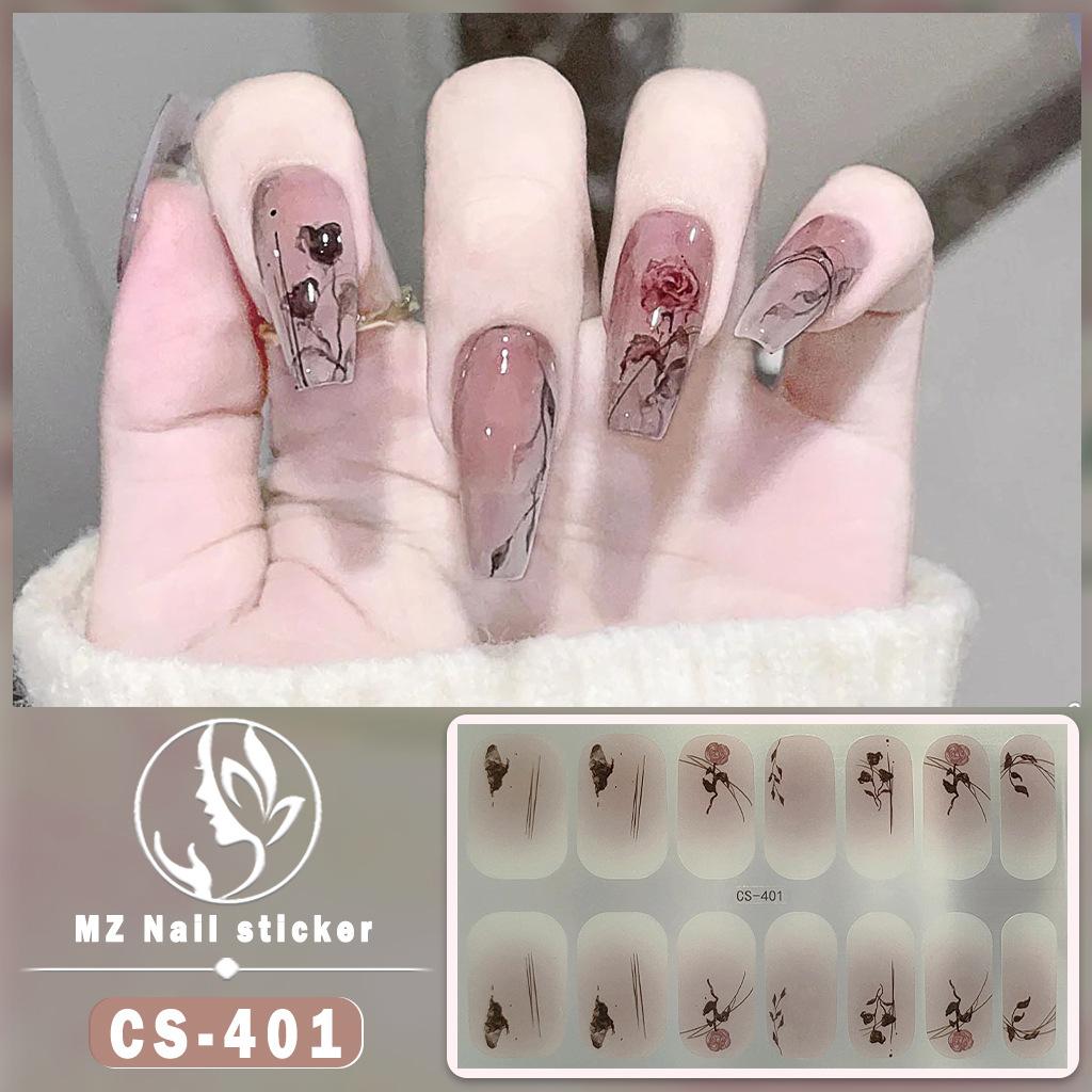 CS Waterproof No-Cure Gel Nail Wraps, Full Cover Chinese Style Panda Pattern Nail Stickers, Nail Patch Films