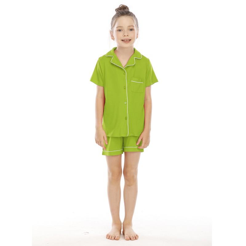 2026 Girls Short Sleeve Shorts Pajama Set Modal Comfort V Neck Kids Homewear
