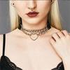 Punk Round Heart Necklace Pu Leather Necklaces Chains for Women Men Gothic Statement Choker Necklace Cosplay Jewelry Gift