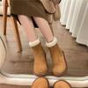 2024 New Winter Women's Fur Short Boots Plush Thick Warm Flat Thick-soled Cotton Shoes Women's Suede Snow Boots Botas Mujer