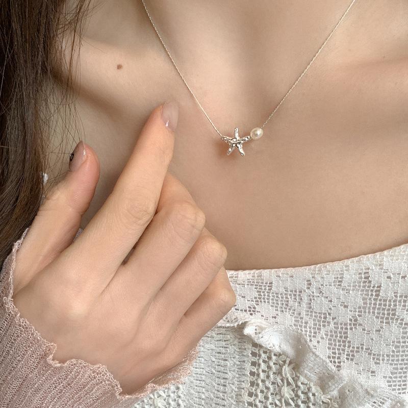 Модное ожерелье с кулоном из серебра 925 пробы с жемчугом и тонкой цепочкой для женщин и девушек