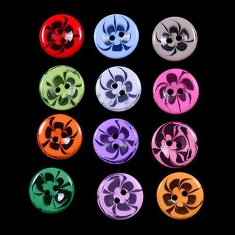 50 шт. пластиковые пуговицы из смешанного цветка из смолы