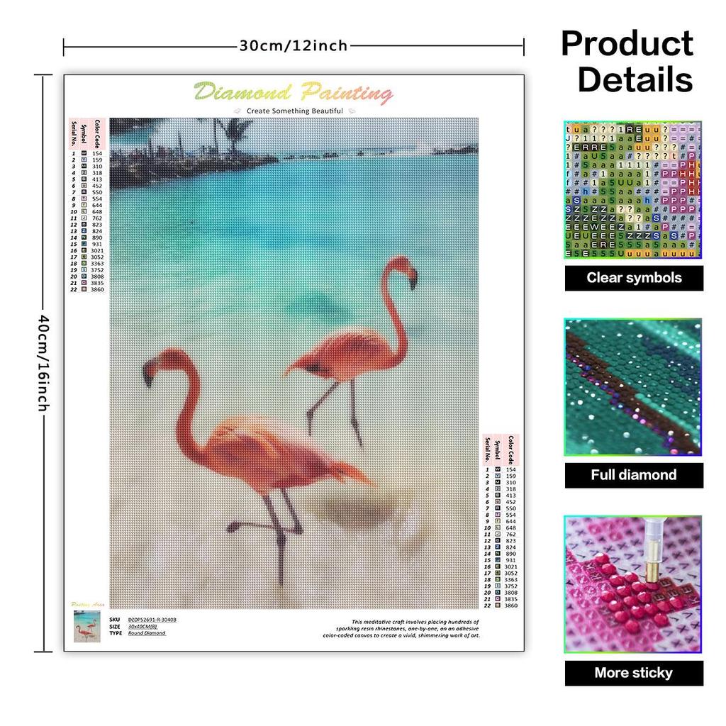 Алмазная картина животных Фламинго Алмазная мозаика Приморская вышивка бисером Наборы настенного декора Художественный подарок 30x40 см