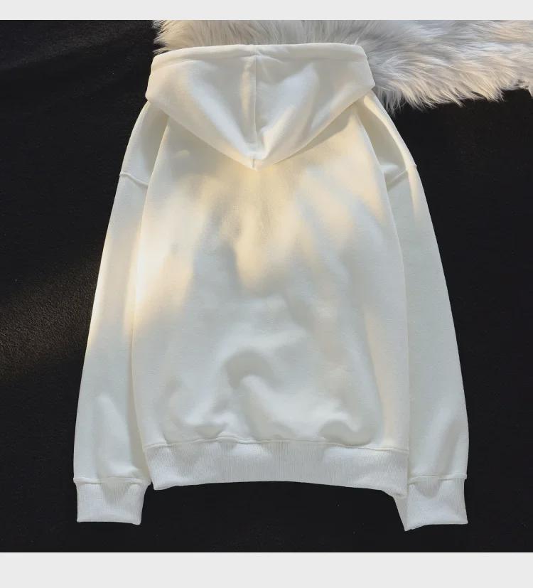 Женская осенняя повседневная толстовка с капюшоном с вышитым изображением пушистого щенка - свободный крой, длинный рукав, стиль для пары