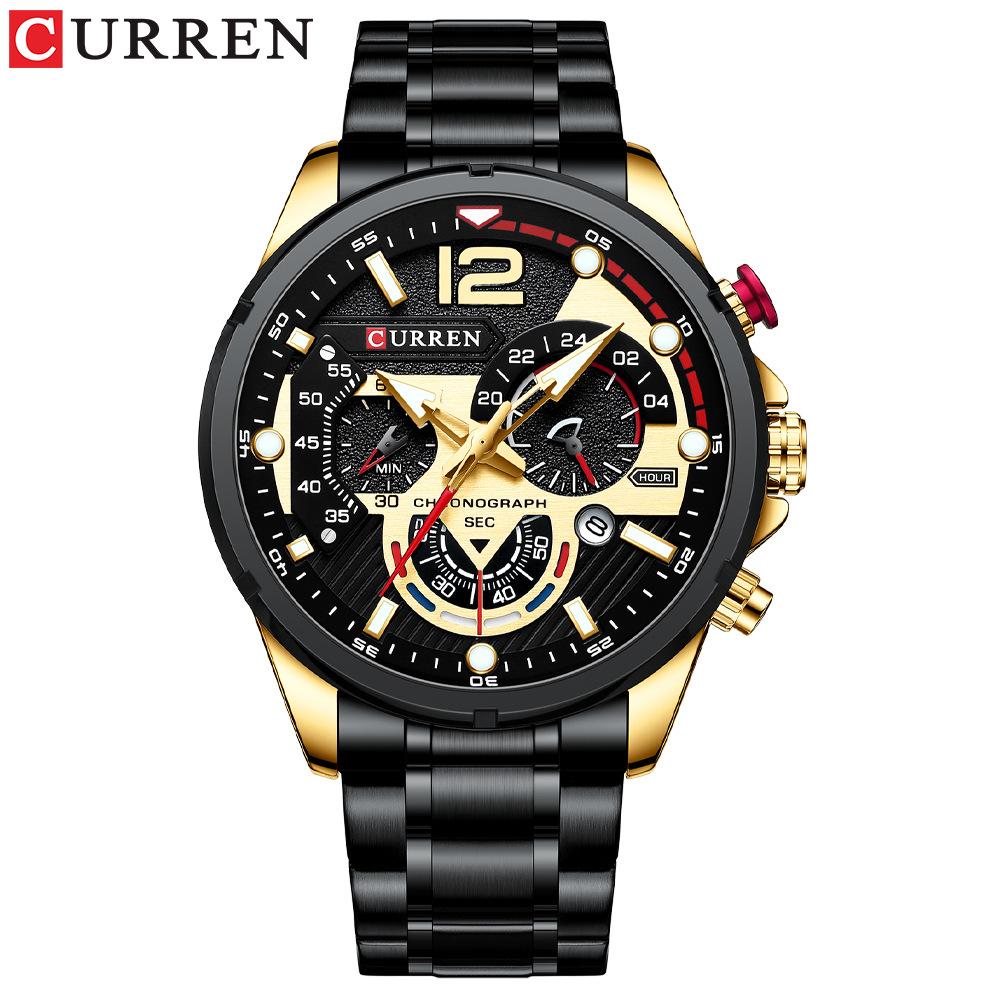 CURREN Watches Men's Sport Quartz Original Chronograph Date Wristwatches Luxury Waterproof Luminous Stainless Steel Watch Man Relogio Masculino