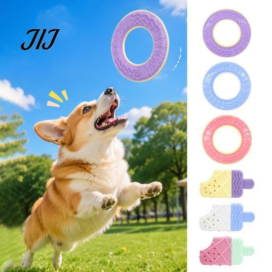 Pet Cooling Summer Essentials Dog Chew Toy, Popsicle Ice Freezer Donut Shape Toys Teeth Cleaning Reusable Freeze Toy for Heat Relief Durable