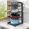 Регулируемая 4-ярусная очень большая черная кухонная стойка для хранения кастрюль