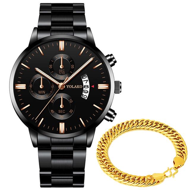 Модные мужские часы из нержавеющей стали, браслет, мужские кварцевые наручные часы с календарем, роскошные мужские классические деловые часы, мужские часы в подарок