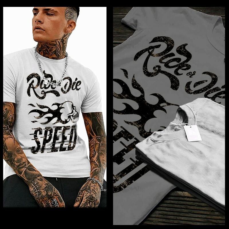 Car Racing T-shirt American Motor Sport Racing Auto Race Drag Skull XL White Tee