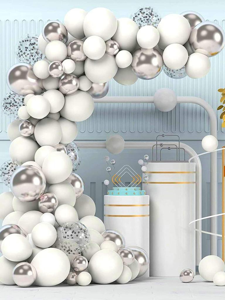 50 шт. металлические, серебристо-белые воздушные шары, гирлянда, арка, комплект, серебряные шары для детского душа, декор для дня рождения, свадьбы, вечеринки