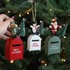 Santa Claus Mailbox Christmas Tree Ornaments Wrought Iron Painted Mailbox Pendant Vintage Post Box Hanging Decoration