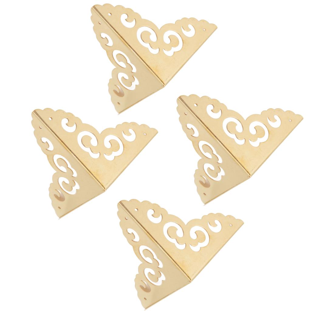 4 Pack Furniture Corner Protector Wooden Desk Edge Jewelry Gift Box Cabinet Corner Guard Set Brass