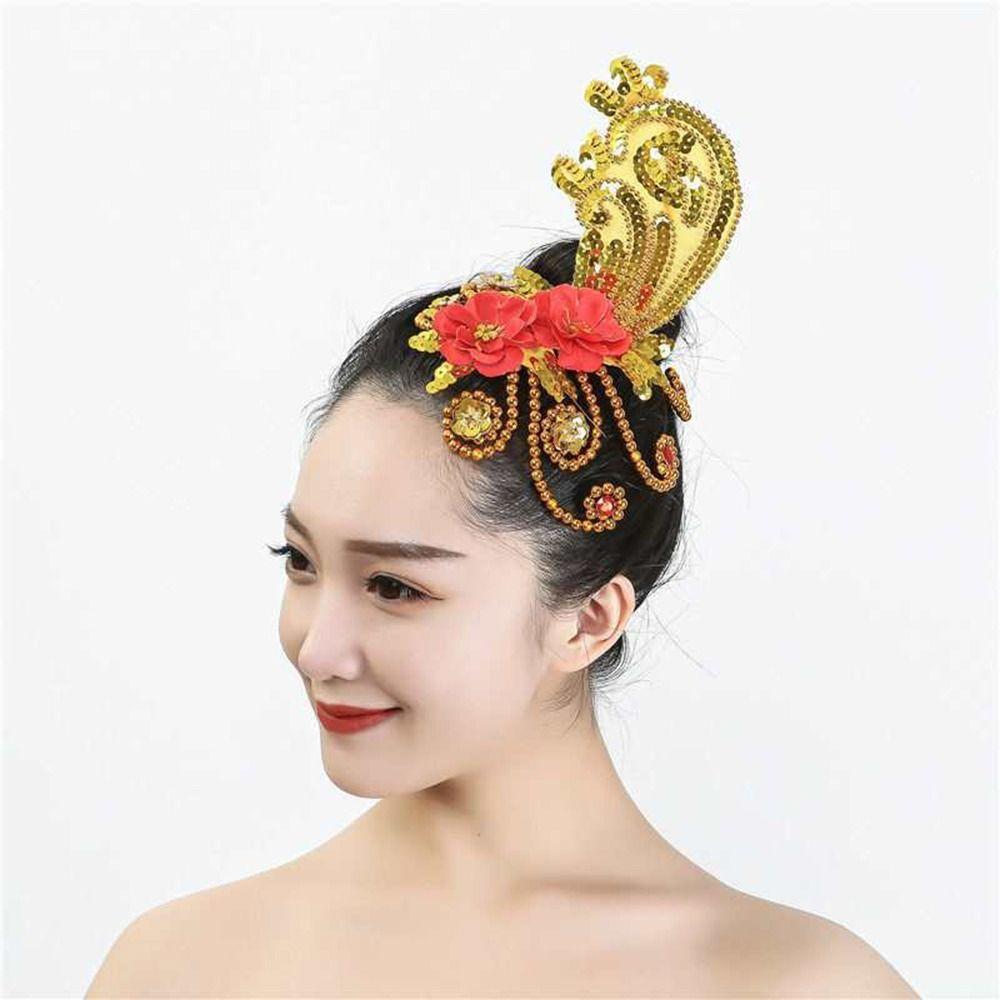 Crystal Flowers Dance Headdress Rhinestone Head Flower Fashion Tiara Chinese Headdress Women