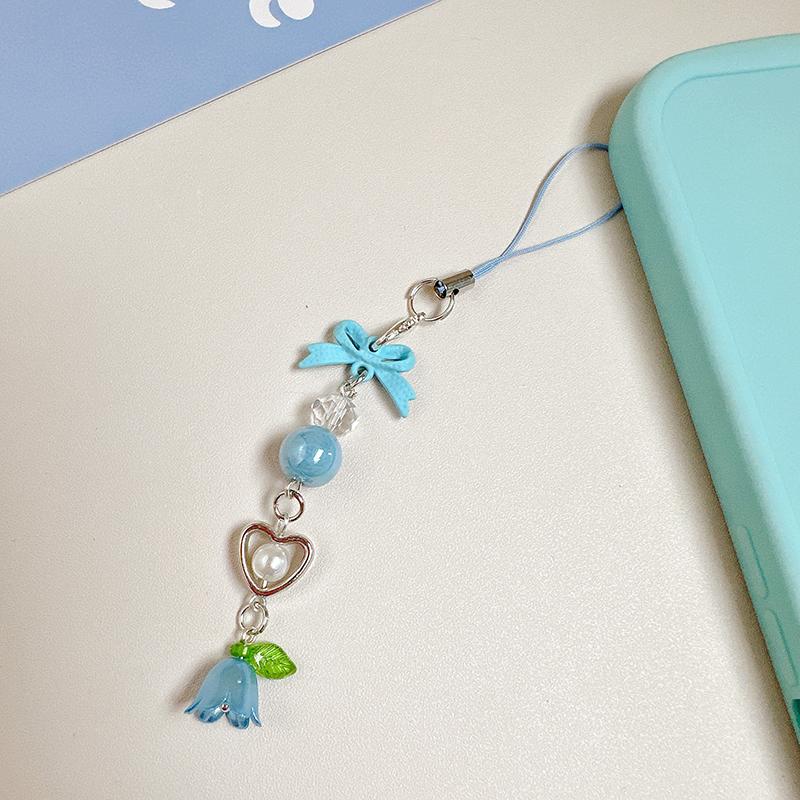 Бант Ландыш Бисерная Телефонная Цепочка Y2K Свежий Сладкий Брелок Цветок Подвеска Рюкзак Сумка Шарм Подвесные Украшения Подарок Девочке