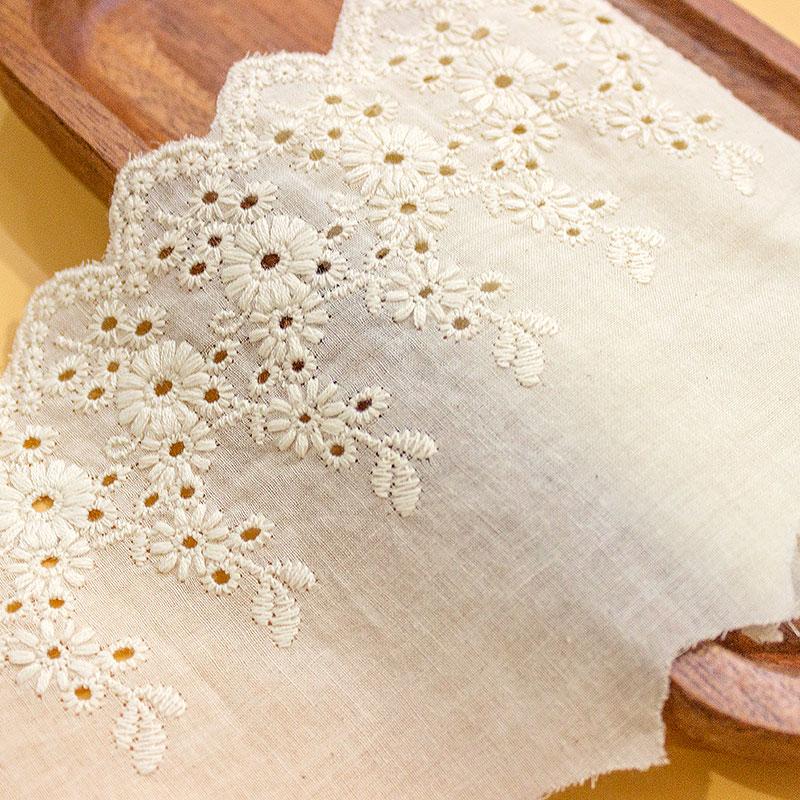 1Y(91CM) Flower Hollow 14CM Wide Cotton Cloth Lace Trim Fabric Clothes Accessories Cuffs Skirt Hem