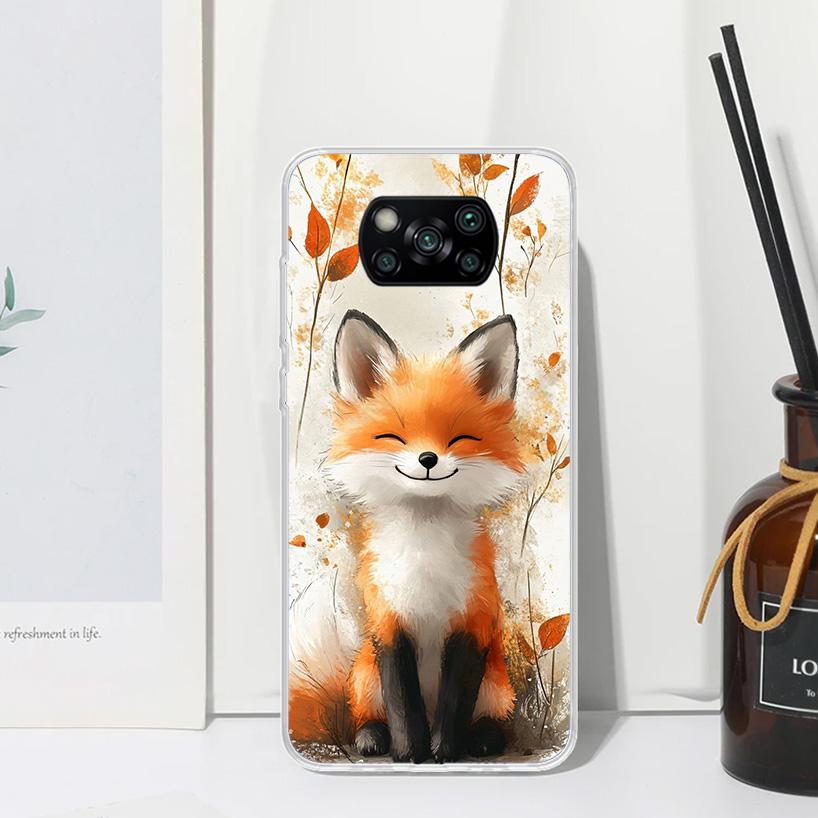 Animal Fox Phone Case For Xiaomi Poco X7 X6 X5 M7 M8 Pro F7 Ultra Redmi 15C 15 13C 13 12C 12 10 10C 10A Art Fundas Poco X7 X6 X5