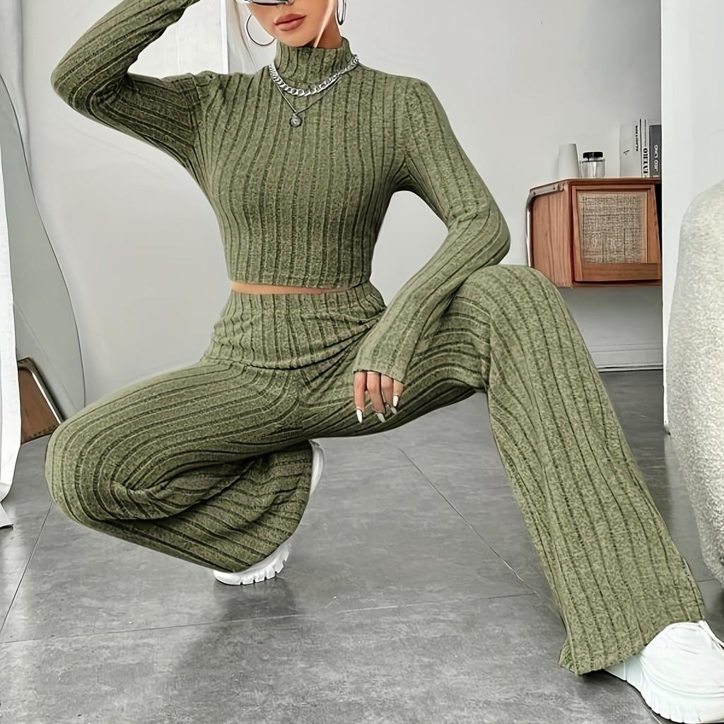 Женский модный однотонный костюм, весенний трикотажный комплект с длинным рукавом, толстовка, свободные брюки, комплект из двух предметов