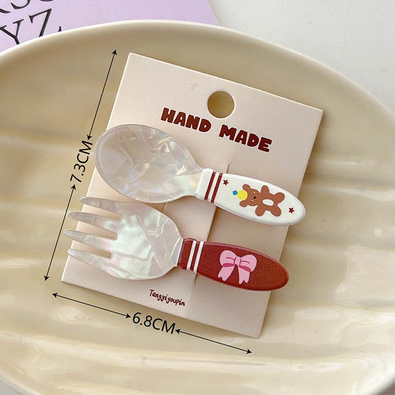 2 шт./набор акриловых ложек, вилок, заколок для торта, креативных милых заколок для волос в виде утконоса, заколок для челки