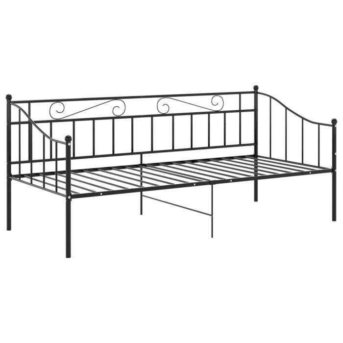 VidaXL Sofa Bed Frames Black Metal 90x200 Cm, Black, Powder-coated Metal