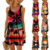 Женское модное летнее пляжное повседневное милое платье на бретельках без рукавов с принтом