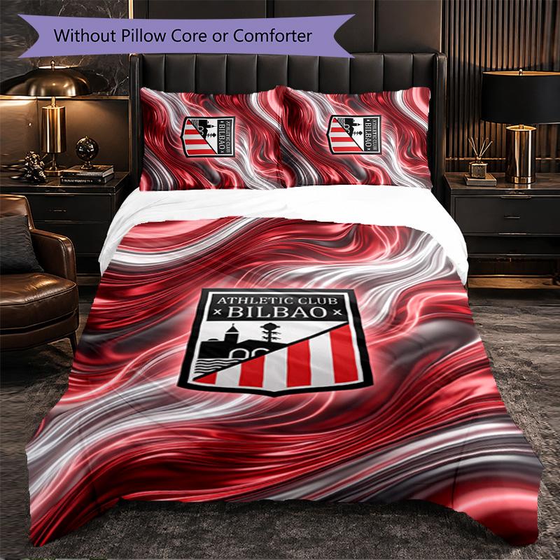 Футбольный комплект постельного белья Athletic Bilbao из 3 предметов Мягкий комплект с пододеяльником и наволочками Декоративный комплект для спальни для дома