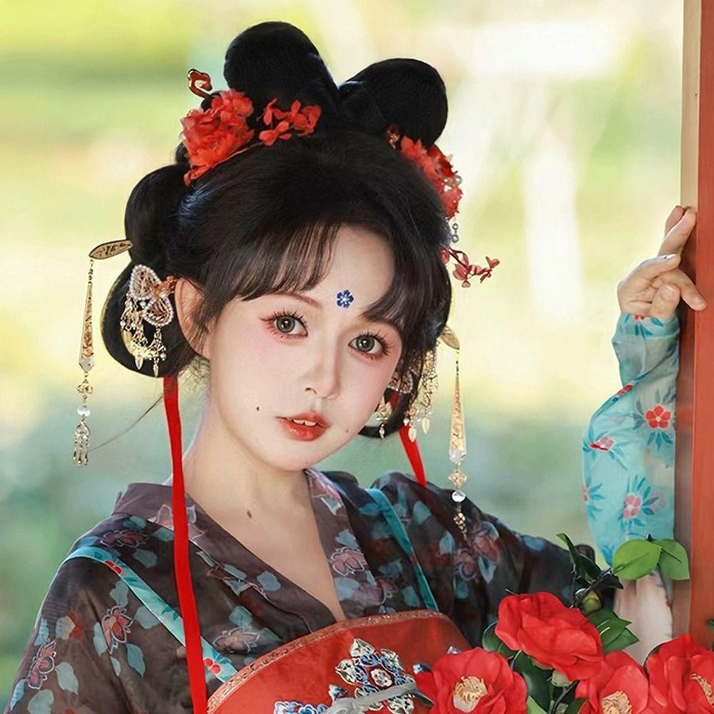 Chinese Style Ancient Hanfu Wig Synthetic Retro Hair Chignon Cute Hanfu Wig Headband Photography