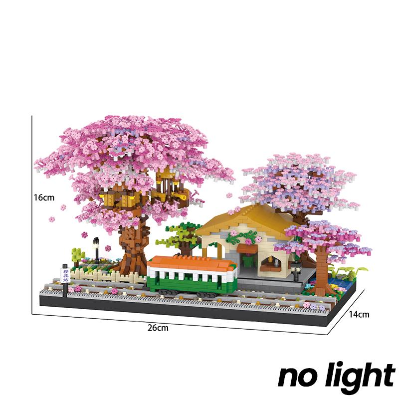 Non-Toxic Mini Sakura Tree Building Blocks Set Diy Cherry Blossom Bricks With Light Treehouse Model Ornament Romantic Gift For Childrenfriend