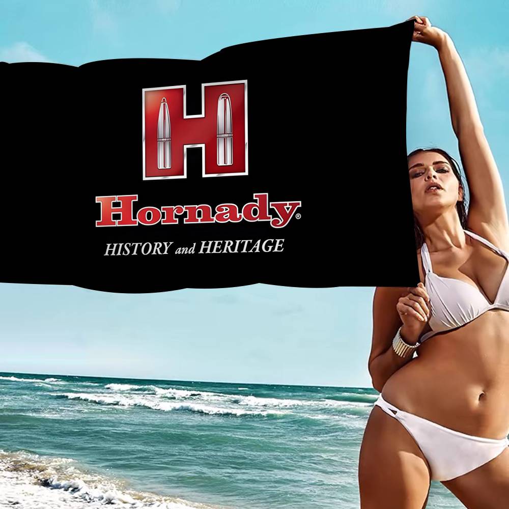 Модный пляжный полотенце с принтом логотипа Hornady, из микрофибры, для скалолазания, йоги, пляжа, плавания, бега, впитывающее, мягкое полотенце