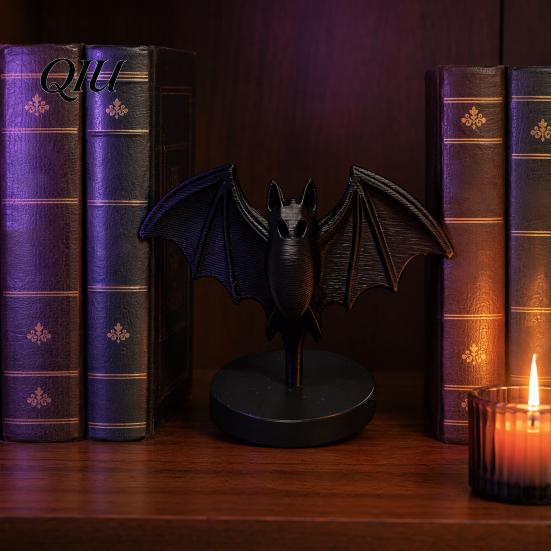 Черная Летучая Мышь Декорация 3D Печатная Готическая Статуэтка, Фигурка со Стабильным Круглым Основанием, Украшение на Тему Хэллоуина, Настольный Декор для Дома, Обеденного Стола