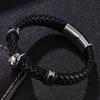 Браслет с панк-металлическим черепом, плетеный вручную, многослойный кожаный браслет, мужской хип-хоп, рок, езда на велосипеде, ювелирные изделия, аксессуар