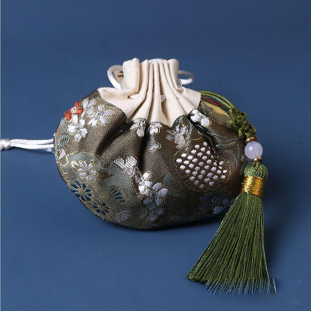 Мешочек на шнурке с разноцветной кисточкой, женский, для украшений, в китайском стиле, для хранения, пустой саше, кошелек-мешочек