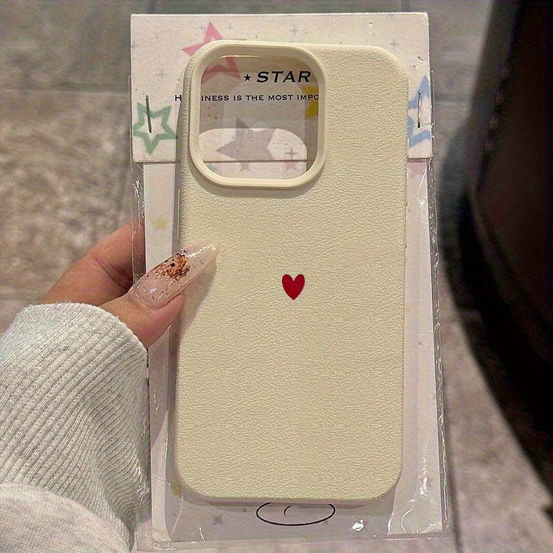 Красный чехол для телефона с личи и сердцем, подходит для iPhone 17 16 15 14 13 12 11 Pro/ Max /Plus, противоударная задняя крышка